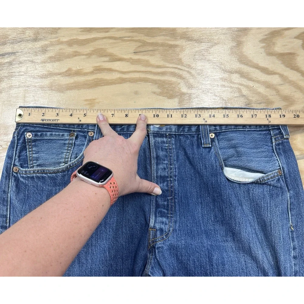 Levis Jeans 501 Original Button Fly Straight Leg Denim Mens 40X34 (38X33)